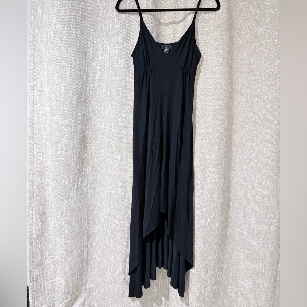 Bloomingdale’s Aqua Black High-Low Dress Adjustable Straps Size S